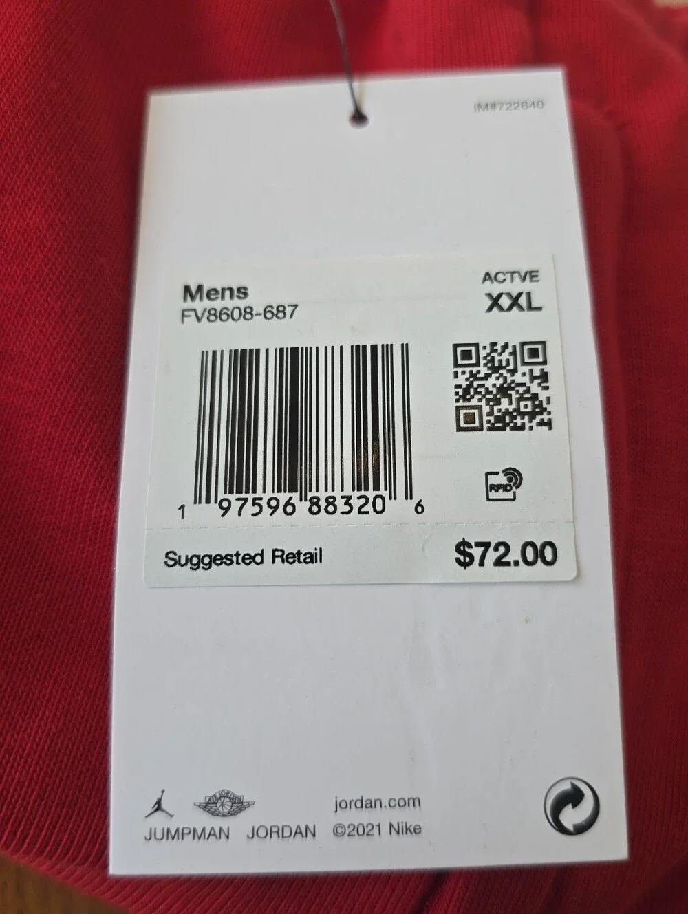 Nike Jordan Men's Red Sweatpants FV8608-687 Dri Fit Fleece Joggers XXL 2XL NEW
